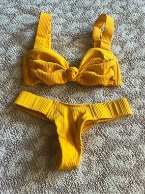 Montce Rib Bikini Set Yellow Orange XS
